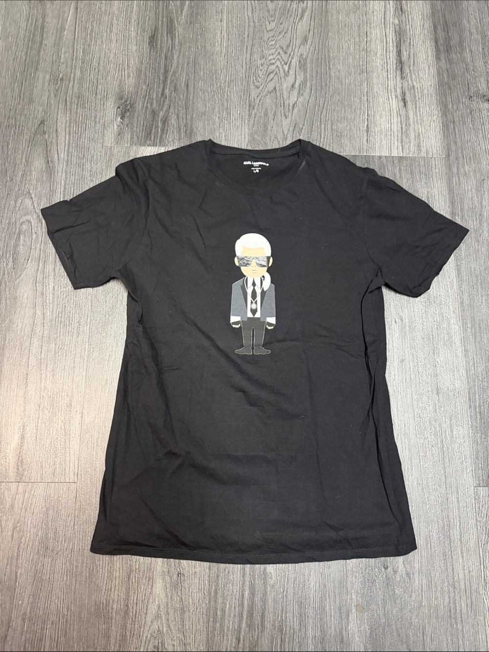 Karl Lagerfeld Black Short-Sleeve Tee with Character Print